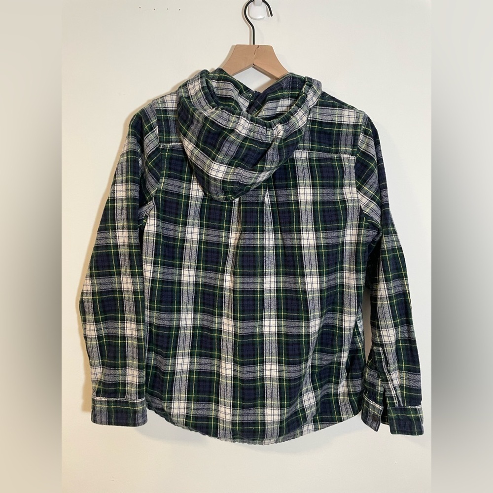 L.L. Bean Flannel Hoodie Scotch TartanPlaid Relaxed Fit Full Zip Size Small - Picture 5 of 9